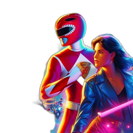 comic book art, concept art, vaporwave, neon lights transparent PNG cut-out