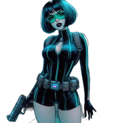comic book art, concept art, cyberpunk, cartoon transparent PNG cut-out