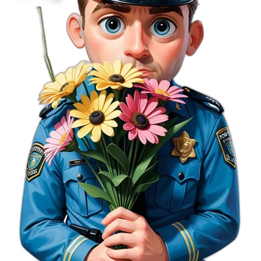 flower, face, staff, jacket transparent PNG cut-out