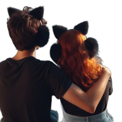 mask, hair, animal, couple transparent PNG cut-out