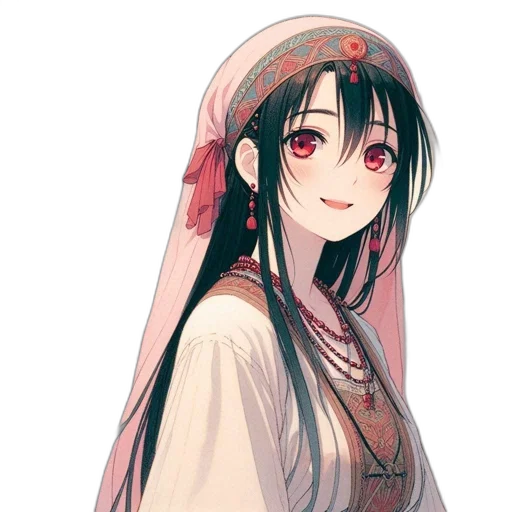 dress, hat, staff, face transparent PNG cut-out
