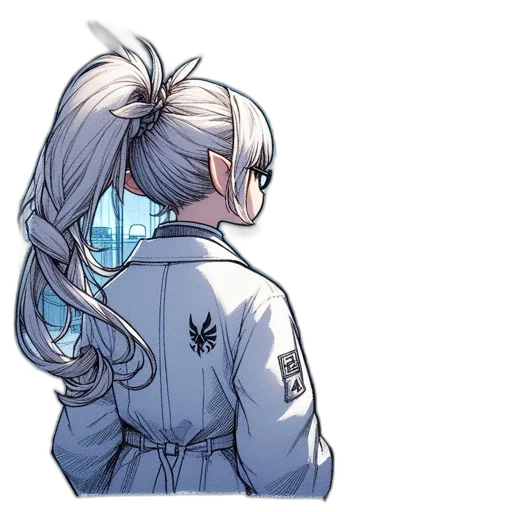 jacket, staff, hair, dragon transparent PNG cut-out