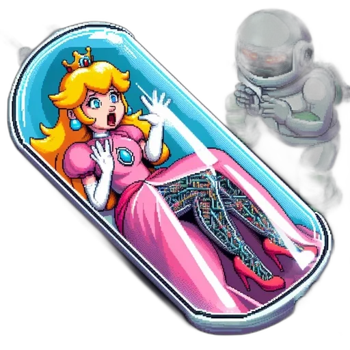 robot, vaporwave, concept art, pixel art transparent PNG cut-out