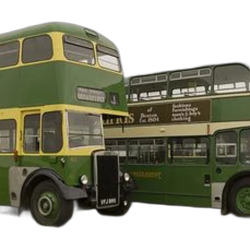3d render, two, vintage, double-decker transparent PNG cut-out