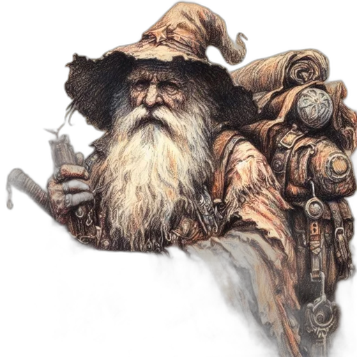 staff, hat, face, weapon transparent PNG cut-out