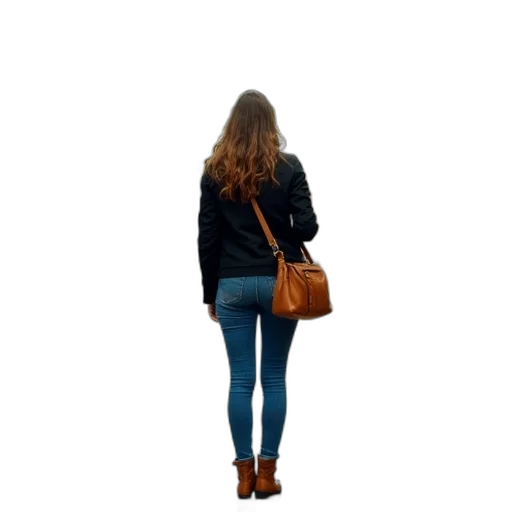 jacket, staff, dress, hair transparent PNG cut-out
