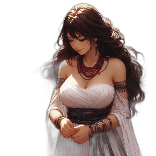 dress, jewelry, sword, fantasy art transparent PNG cut-out