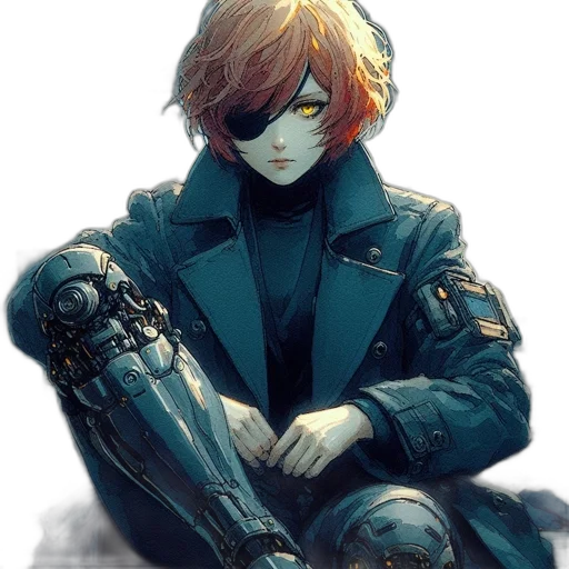 jacket, robot, weapon, mask transparent PNG cut-out