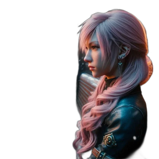 face, hair, jacket, fantasy art transparent PNG cut-out