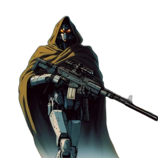 weapon, jacket, staff, concept art transparent PNG cut-out