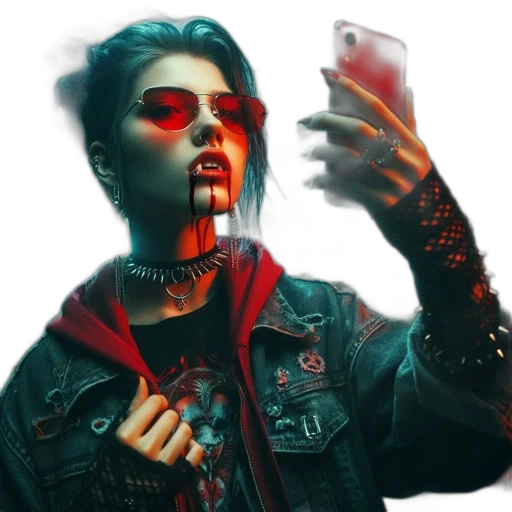 jacket, face, weapon, cyberpunk transparent PNG cut-out