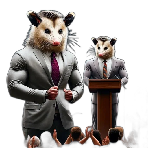 concept art, 3d render, cartoon, possums transparent PNG cut-out