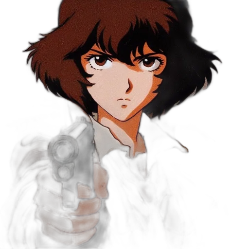 face, weapon, jacket, hair transparent PNG cut-out