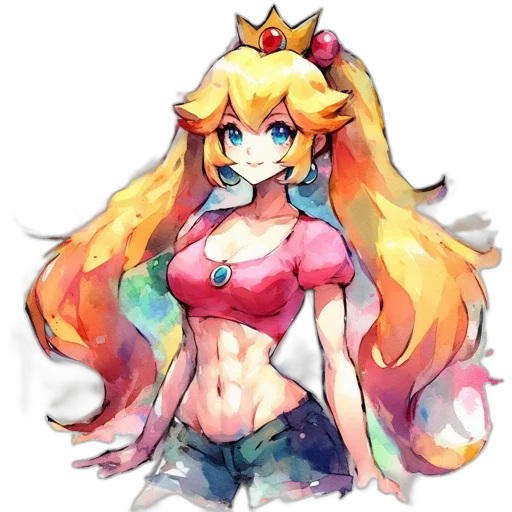 crown, dress, pixel art, watercolor transparent PNG cut-out