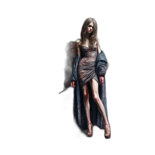 dress, sword, creature, staff transparent PNG cut-out