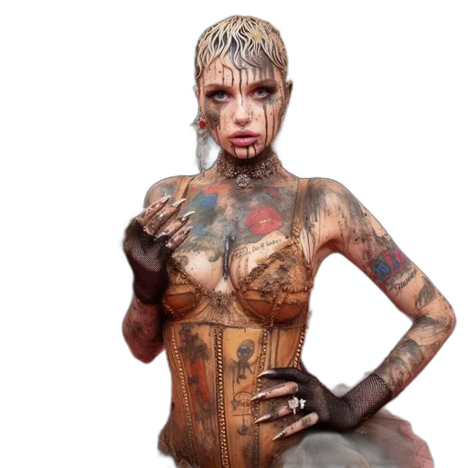 photorealistic, concept art, cyberpunk, woman transparent PNG cut-out