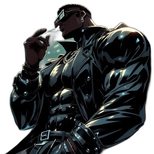 jacket, weapon, comic book art, cyberpunk transparent PNG cut-out