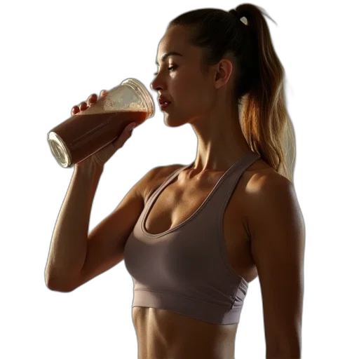 bottle, woman, taking, protein transparent PNG cut-out