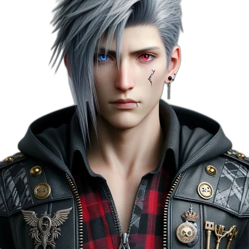 jacket, face, concept art, photorealistic transparent PNG cut-out