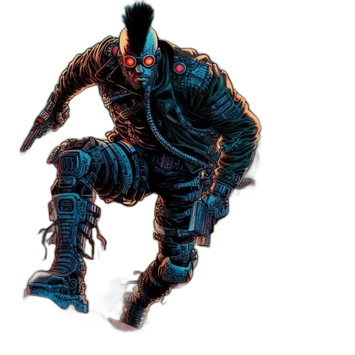 robot, creature, jacket, weapon transparent PNG cut-out