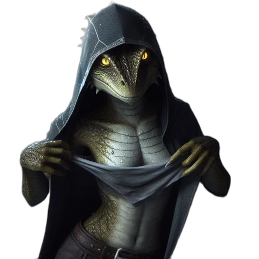 dragon, creature, jacket, staff transparent PNG cut-out