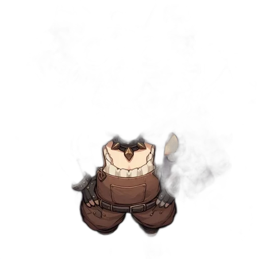 mask, jacket, creature, staff transparent PNG cut-out