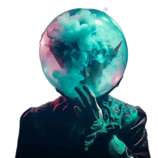 umbrella, jacket, mask, creature transparent PNG cut-out