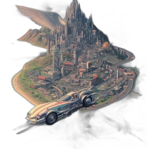 car, concept art, fantasy art, photorealistic transparent PNG cut-out