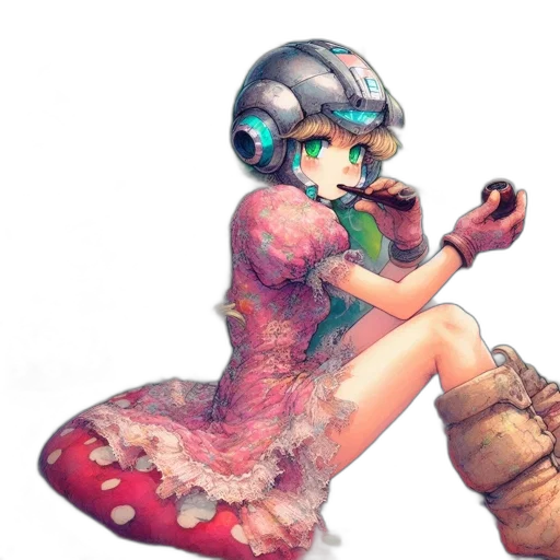 robot, dress, weapon, staff transparent PNG cut-out