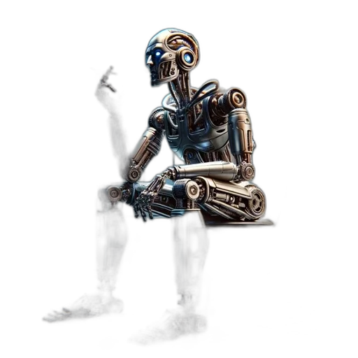 robot, staff, concept art, 3d render transparent PNG cut-out