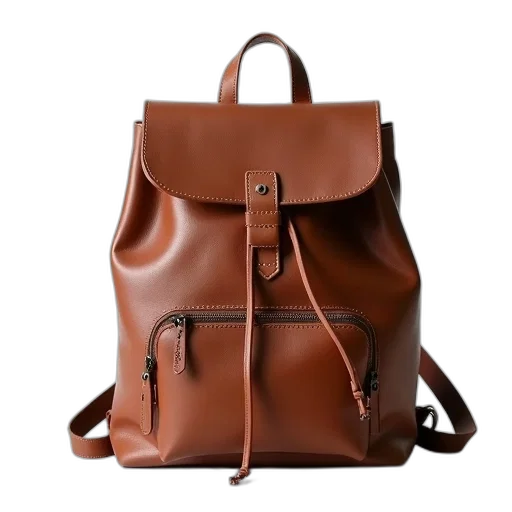 earth tones, brown, leather, backpack transparent PNG cut-out