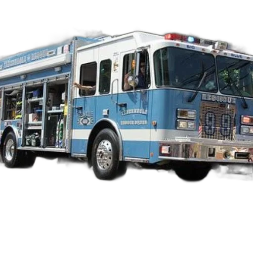 blue, white, fire, truck transparent PNG cut-out
