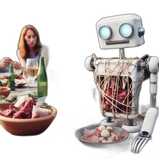 robot, food, concept art, 3d render transparent PNG cut-out