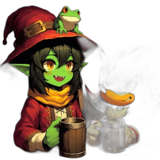 dragon, staff, hat, fantasy art transparent PNG cut-out