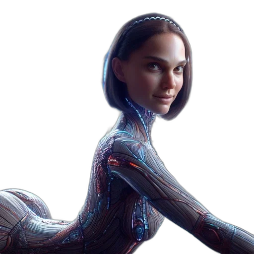 robot, hair, cyberpunk, concept art transparent PNG cut-out