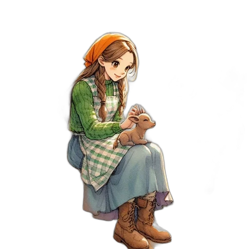dress, animal, hat, staff transparent PNG cut-out