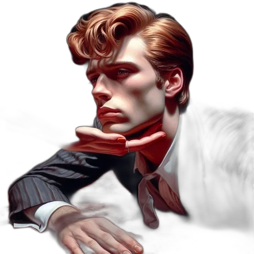 jacket, face, photorealistic, comic book art transparent PNG cut-out