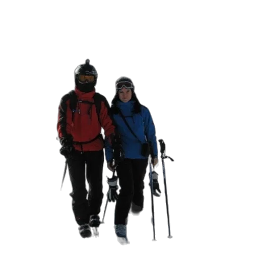 3d render, snow, two, skiers transparent PNG cut-out