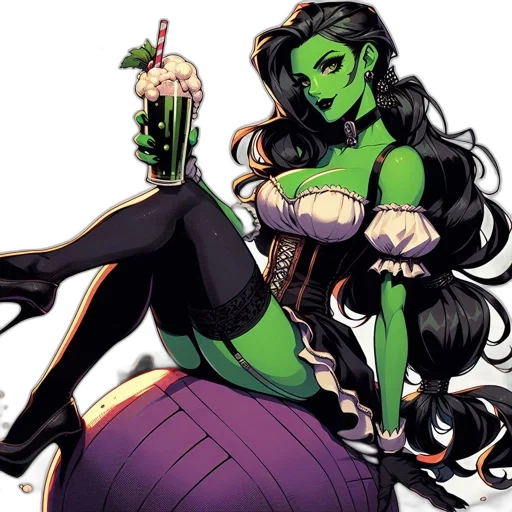 comic book art, concept art, fantasy art, green transparent PNG cut-out