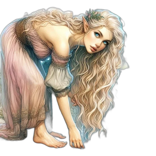 dress, hair, dragon, fantasy art transparent PNG cut-out
