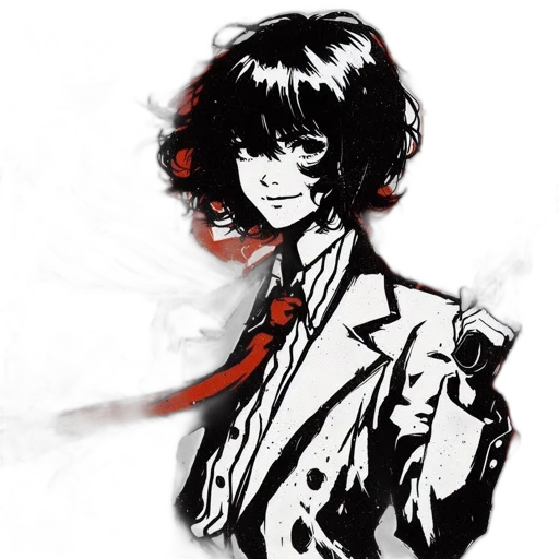 jacket, face, staff, weapon transparent PNG cut-out