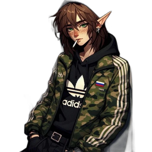 jacket, staff, creature, face transparent PNG cut-out