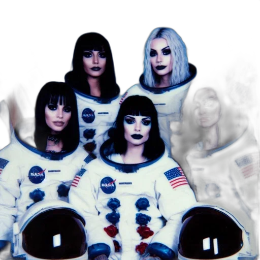 concept art, outer space, five, women transparent PNG cut-out