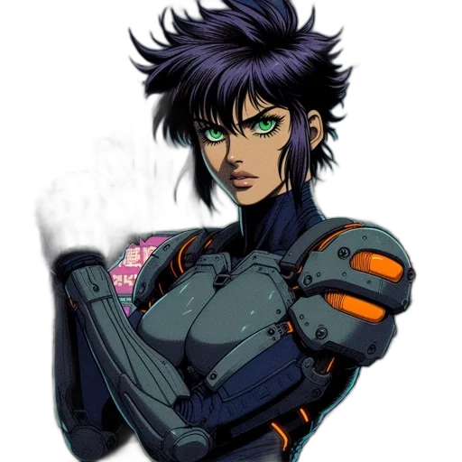 robot, jacket, weapon, cyberpunk transparent PNG cut-out