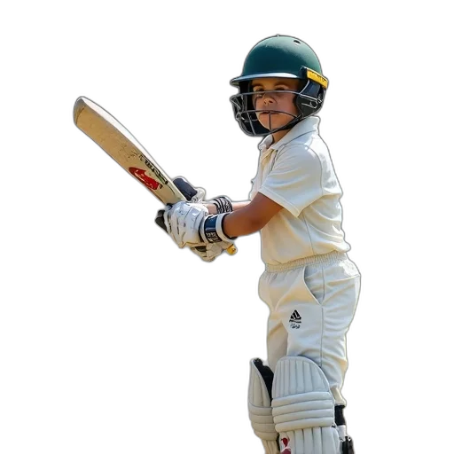 young, boy, cricket, uniform transparent PNG cut-out