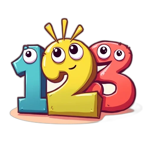 3d render, concept art, cartoon, numbers transparent PNG cut-out