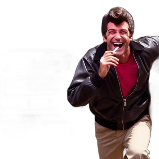 jacket, man, leather, laughs transparent PNG cut-out