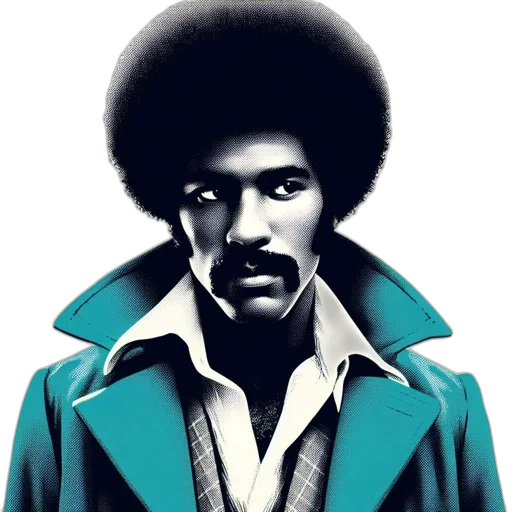 jacket, face, staff, comic book art transparent PNG cut-out