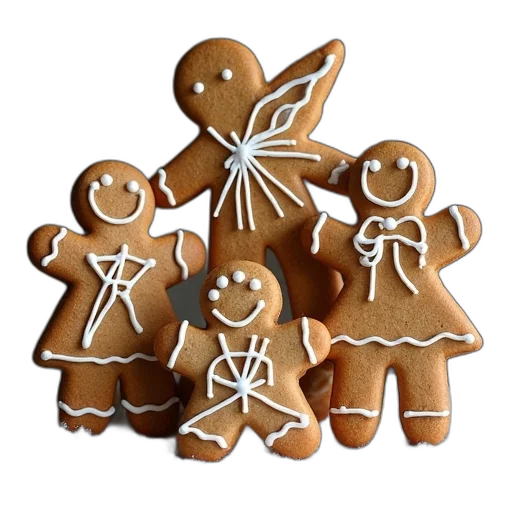 ginger, cookie, decorations, three transparent PNG cut-out