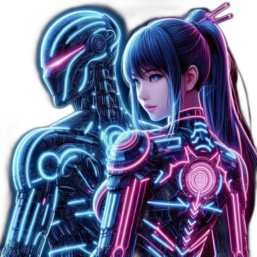 robot, jewelry, cyberpunk, vaporwave transparent PNG cut-out